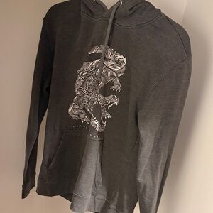 Gray Hoodie with Artistic Aligator